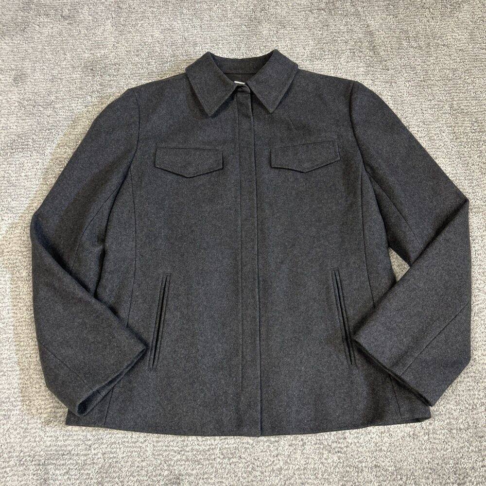 J Crew Coat Womens Medium Wool Blend Full Zip Jacket Gray Preppy Lined Classic